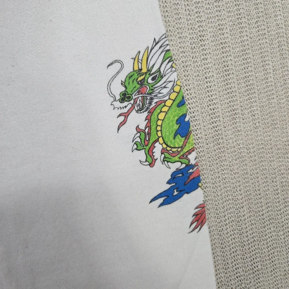 Vintage Sweatpants Youth 14 White Dragon Graphic Knit Elastic Waist Lounge Pants